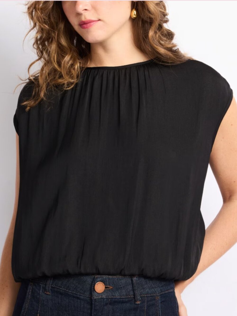 Les Serein Black Sheer Blouse Top Size S Cap Sleeve Lightweight NWT